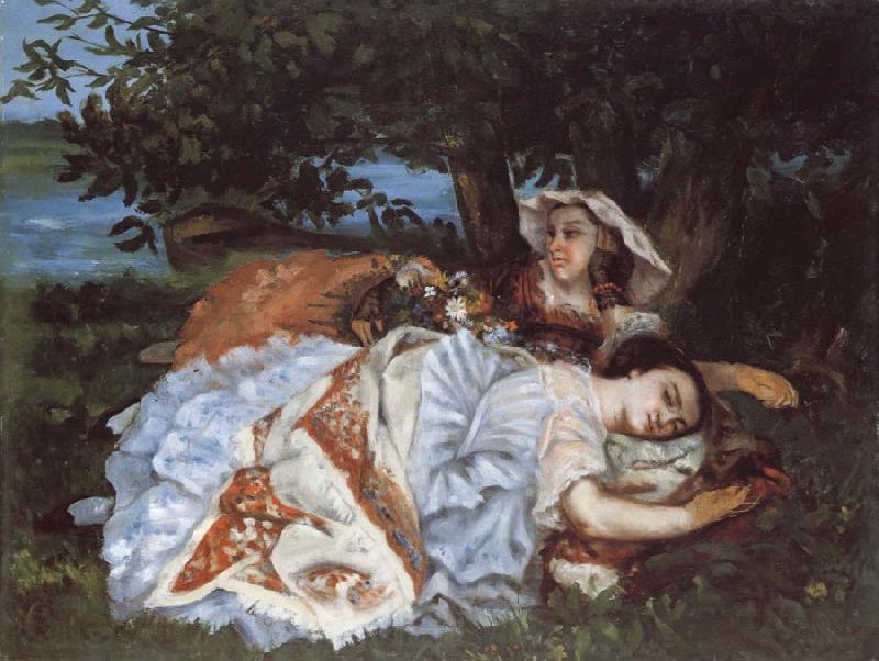 Gustave Courbet Young Ladies on the Bank of the Seine Germany oil painting art